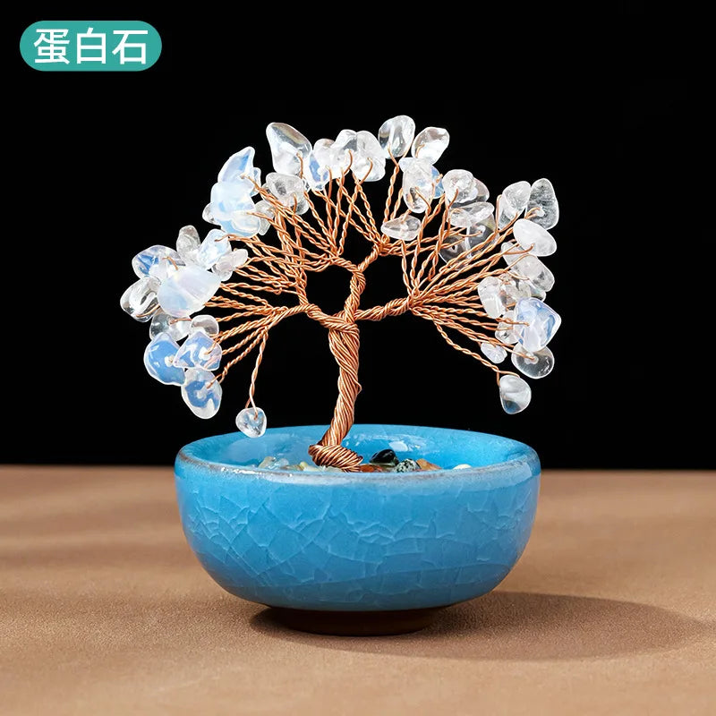 Treasure Basin Crystal Wealth Tree Tea Cup Base Crystal Tree Creative Crystal Decoration Home Decoration Accessories Oasis Select M