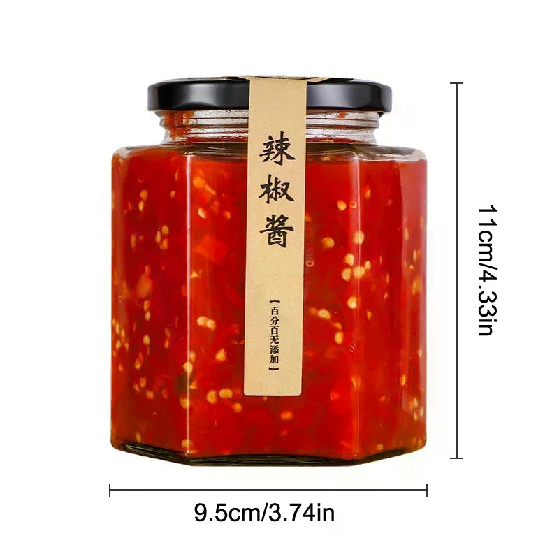 2Pcs Food Grade Empty Round Clear Glass Jar Seal Pot Honey Bottles Sauce Bottles With Metal Black Lid 45-730ML Kitchen Storage Oasis Select
