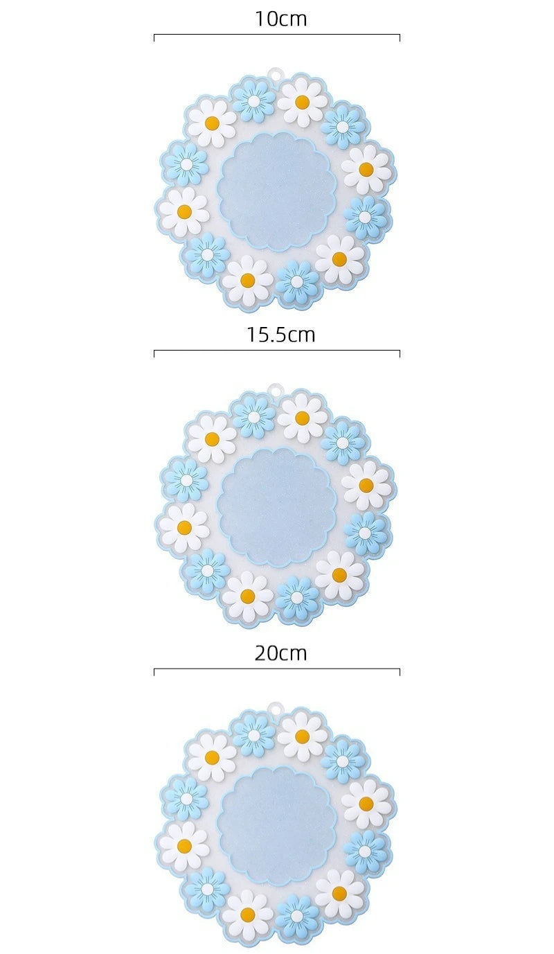 1 set Flower Silicone Heat Insulation Mat Daisy Coaster Pot Bowl Plate Pad High Temperature Resistant Non Slip Table Placemat Oasis Select Blue -Set as shown Flower