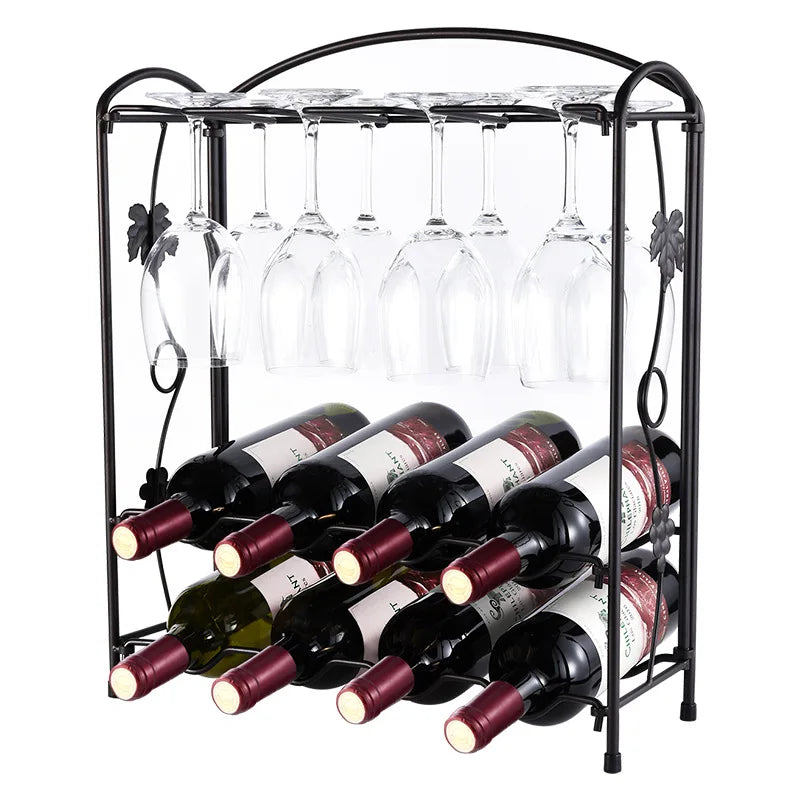 Household red wine glass rack wine cabinet wine rack ornament wine decoration upside down wine glass rack modern light luxury Oasis Select 8 bottles
