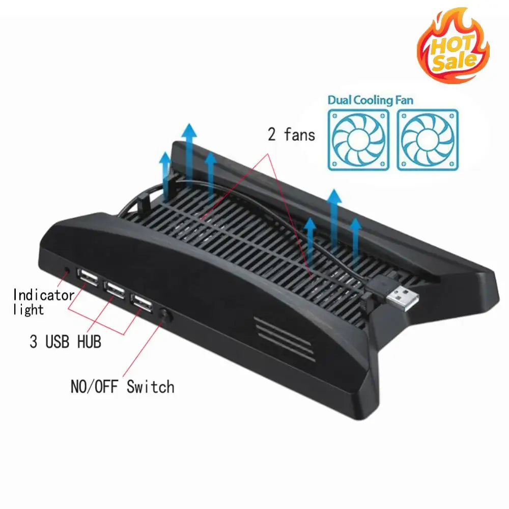 Vertical Cradle Base Display Holder Practical Classic Delicate Texture Cooling Fans USB HUB for PS4 Pro Controller Oasis Select