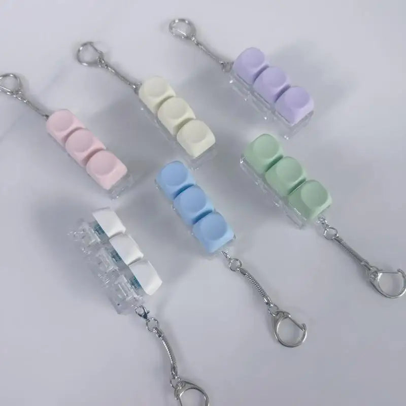 LED Keycap Keychain | 4-Key Macaron DIY Fidget Toy