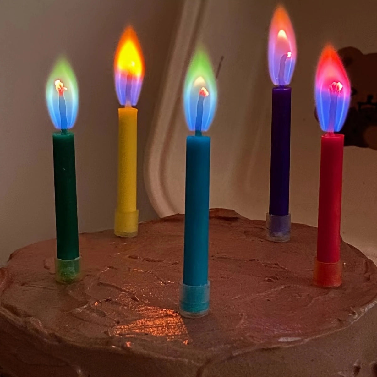 Colorful Flame Candles,Birthday Cake Decoration Plug-in Creative Rainbow Candles,Cake Atmosphere Candle Decoration Oasis Select