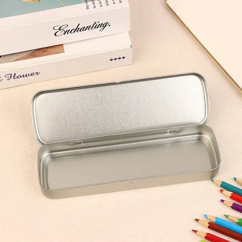 Metal Pen Box Iron Box Versatile Metal Pencil Stationery Students Spacious Heavy Duty Pen Box Rectangular Fountain Pen Case Oasis Select