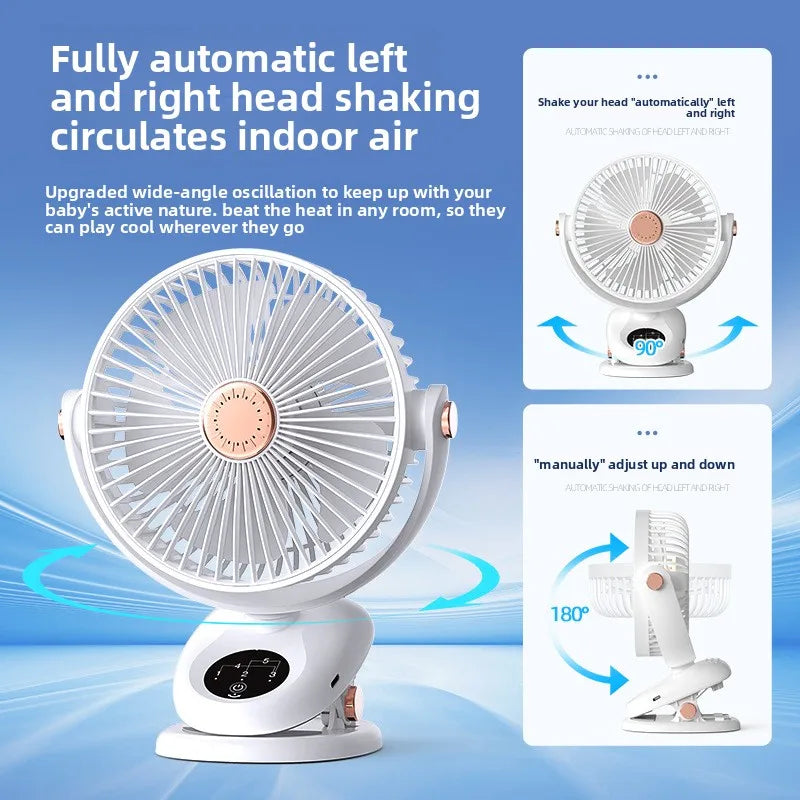 USB Clip Fan Oscillating Head – Home Office Dorm Desk Fan