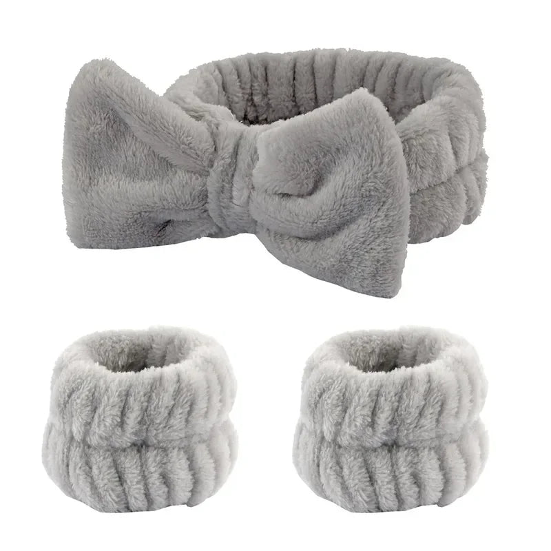 Wash Face Headbands For Women Coral Fleece Hair Bands Cuff Waterproof Bands Absorbent Wristbands Head Band Hair Accessories Set Oasis Select