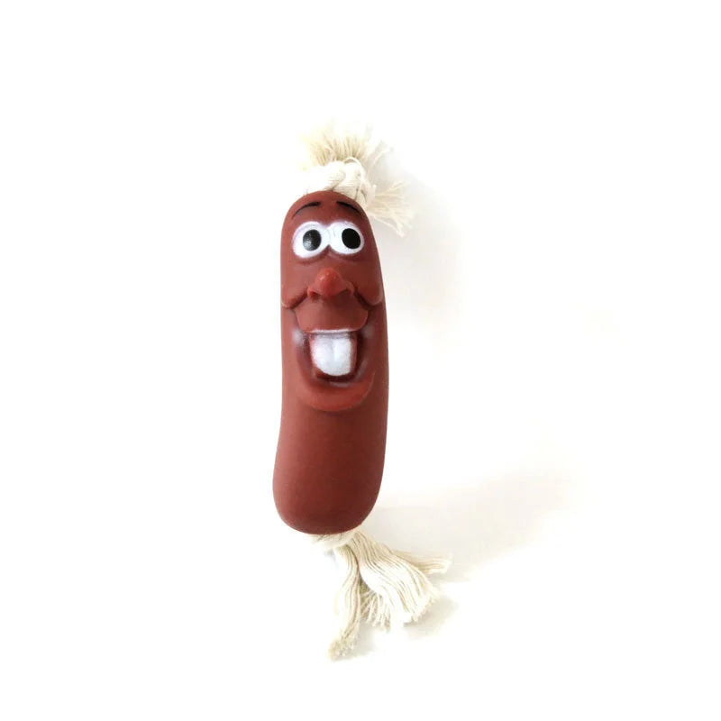 Pet Three-Section Sausage Toy Dachshund Dog French Fight Shiba Inu Corgi Gnashing Teeth Cleaning Funny Toy Oasis Select 1pcs