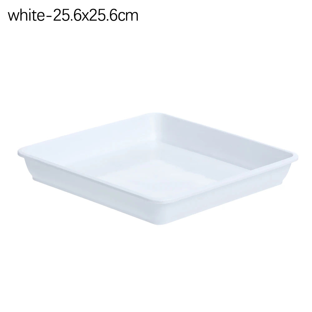1PC Plastic Heavy Duty Drip Trays Durable Square Plant Saucer Base Flower Pot Indoor Outdoor Garden Supplies Oasis Select white-25.6x25.6cm