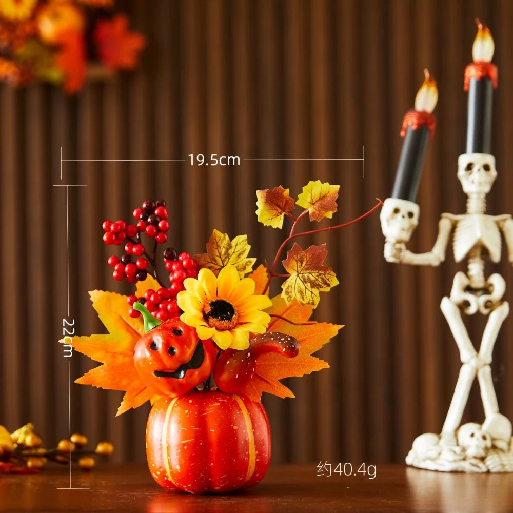 1pc Halloween decorations Pumpkin ornaments Artificial pumpkin maple leavesAutumn Party Harvest Festival Autumn home décor props Oasis Select Style 7
