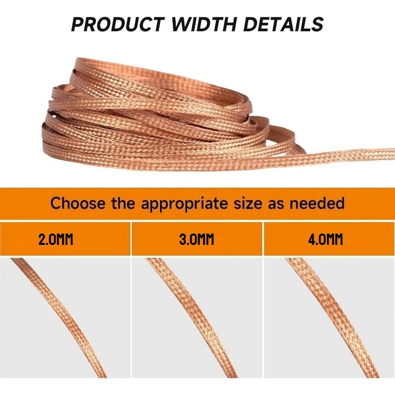 Desoldering Mesh Braid Tape Wire Repair Tool Copper Welding Point Solder Remover for Wire Soldering Wick Tin Lead Cord Flux Oasis Select