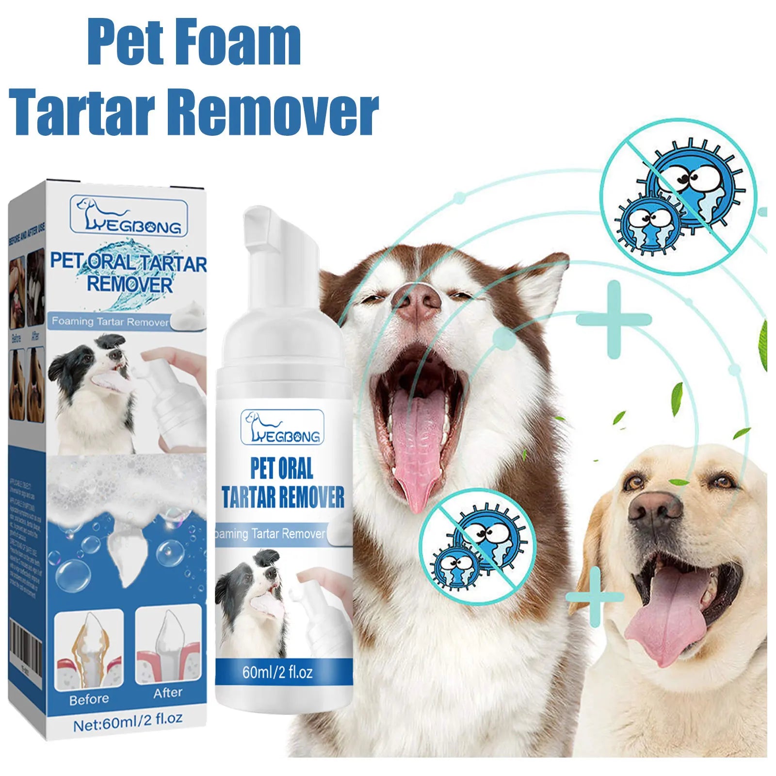 60/120/180ml Pet Oral Tartar Remover Foam No Brushing Required For Dogs Cats Removes Plaque Calculus Fresh Breath Spray Oasis Select