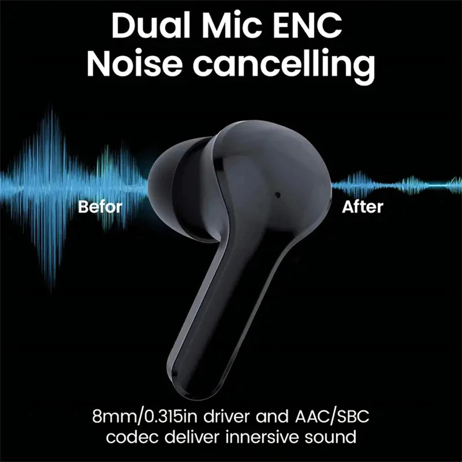 Original T2 Wireless Bluetooth Earphone Transparent HIFI Headphones LED Power Digital Display Stereo Sound Earphones for Phone Oasis Select
