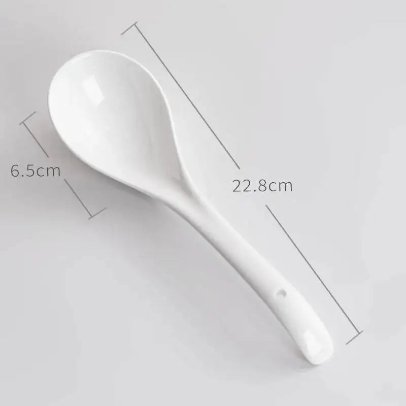 Internet Celebrity Porridge Spoon Large Size Clay Pot Soup Spoon Porridge Spoon Hot Pot Long Handle Spoon Kitchen Tablewear Oasis Select White Soup Spoon