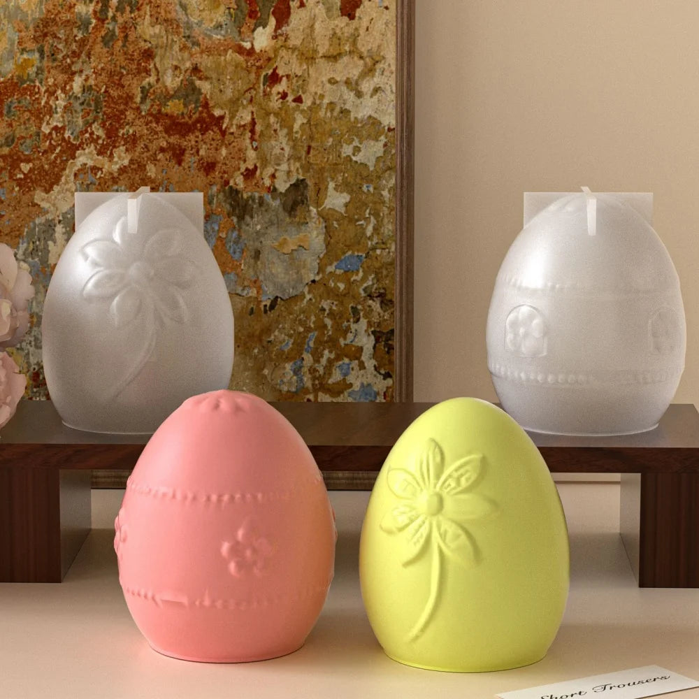 DIY Creative Flower Relief Easter Egg Silicone Mold Aroma Candle Plaster Resin Ornaments Mould Easter Home Decoration Oasis Select