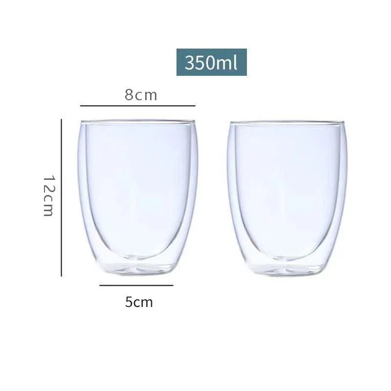 2-Pack Double-Wall Glass Coffee Mugs - Insulated Borosilicate Cups, Sweat-Proof & Dishwasher Safe, Perfect for Lattes, Smoothies Oasis Select 350ml-No-handle 3pcs 301-400ml