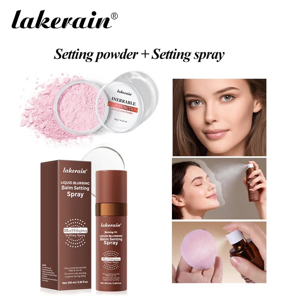 Setting Powder & Setting Spray Set Long Lasting Makeup Setting Even Skin Tone Control Oil Smooth Matte Finish Makeup Setting Kit Oasis Select SET 2