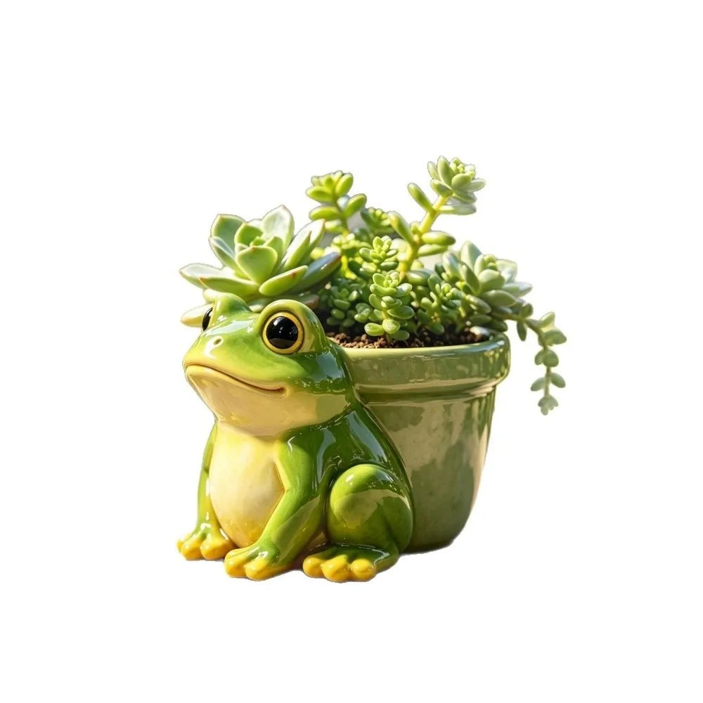 Resin Frog Flower Pot – Funny Garden Succulent & Pencil Holder Resin Decorative Planter Oasis Select