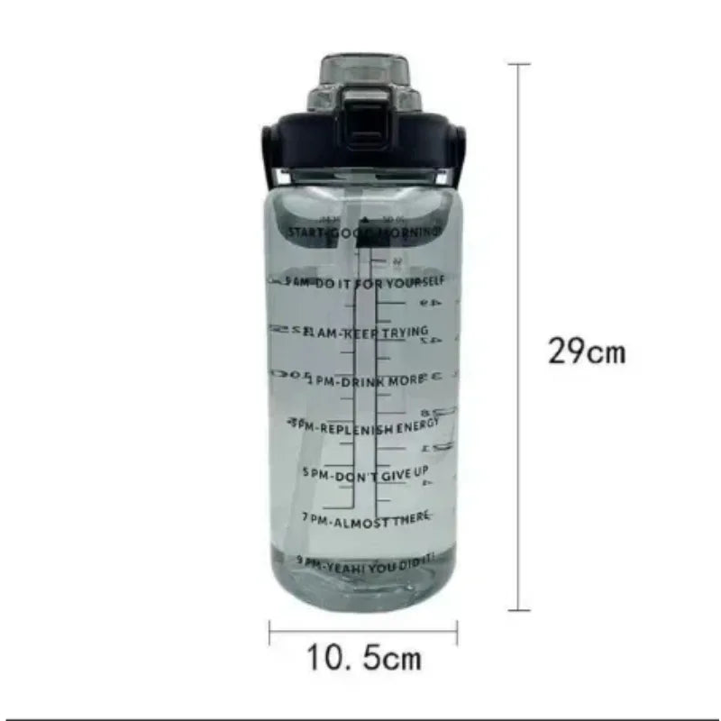 1pcs Large Capacity Motivational Water Bottle with Time Marker Leak-Proof Portable Sports Jug with Straw & Handle for Gym Oasis Select
