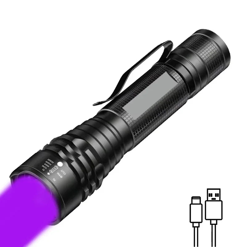 395NM UV Flashlight LED Ultraviolet Torch Zoomable Ultra Violet Lights Inspection Lamp Pet Urine Stain Detector Tools Lantern Oasis Select 395nm 1PC