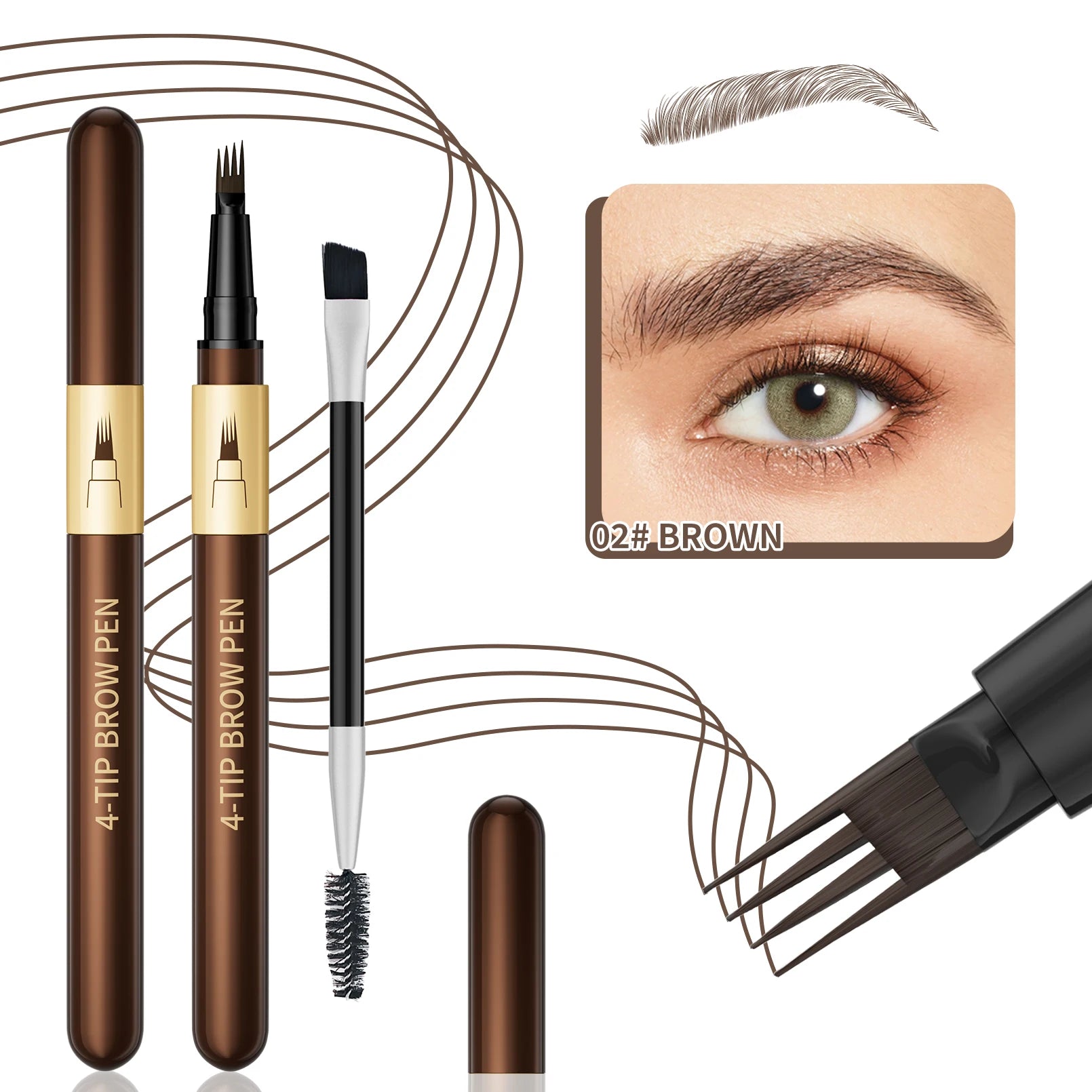 Hello Kiss 4-Tip Eyebrow Pencil – Waterproof & Long-Lasting