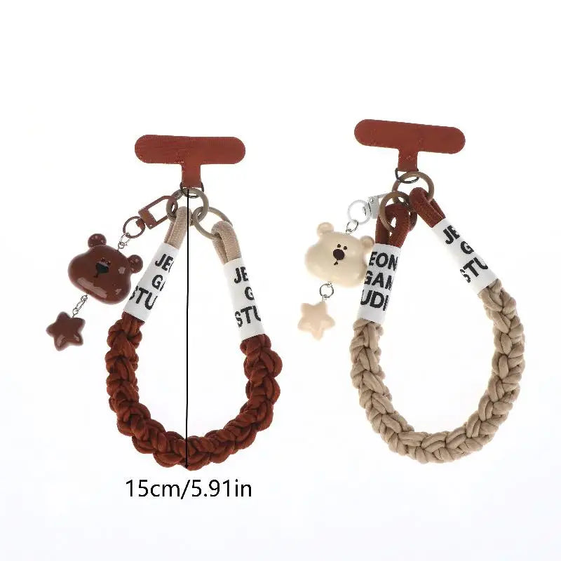 Y2K Cute Cartoon Bear Head Star Phone Strap Ins Style Versatile Mobile Phone Chain Anti Lost Wristband Keychain Gifts Oasis Select