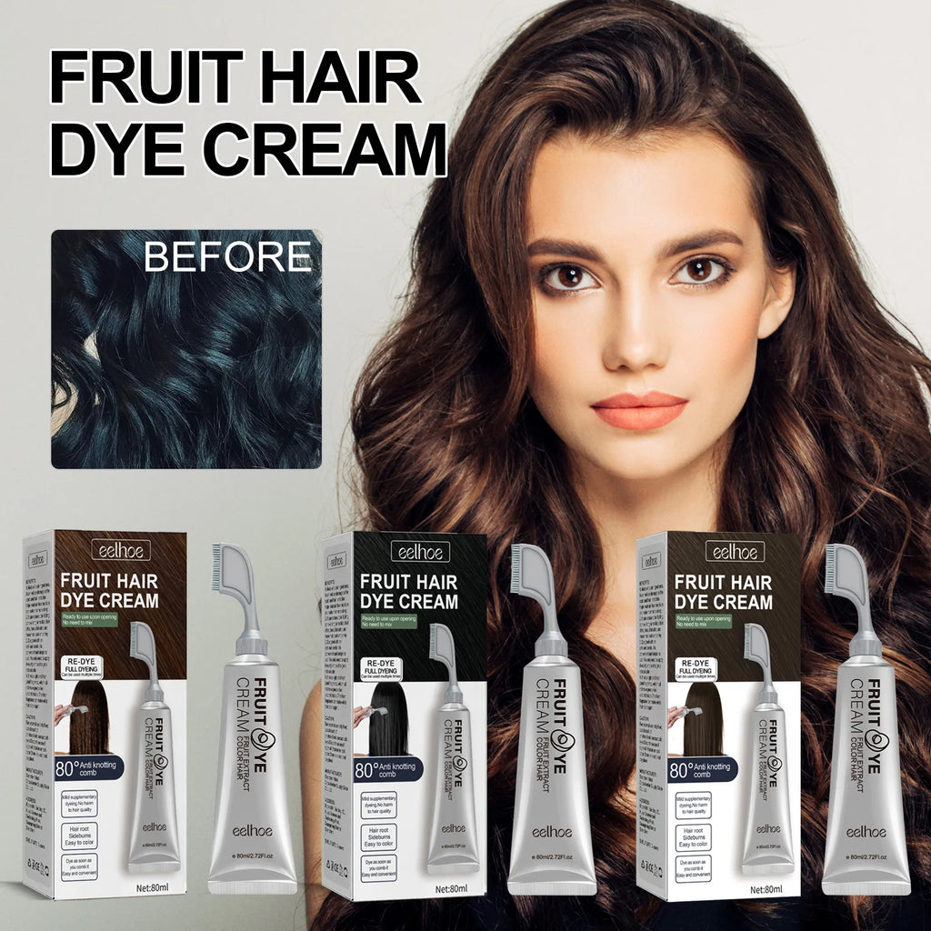 EELHOE Black Fruit Hair Dye Cream with Comb – Gray Coverage Hair Dye Cream Oasis Select