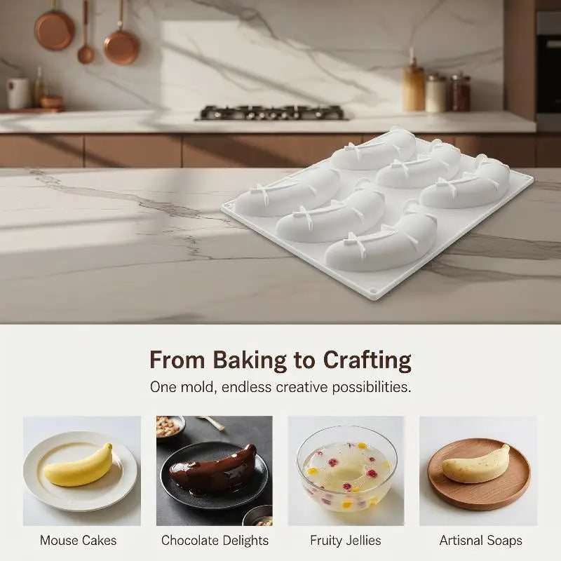 6/12 DIY Cavity Banana Mousse Cake Silicone Mold Chocolate Pudding Dessert French Pastry Baking Mold Candle Mold Oasis Select