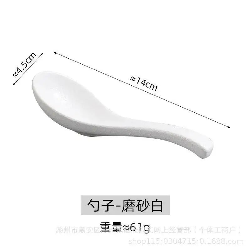 Ceramic Spoon Soup Spoon, Rice Spoon, Tableware Drinking And Eating Spoon Cute Small Spoon Oasis Select Spoon-frosted White