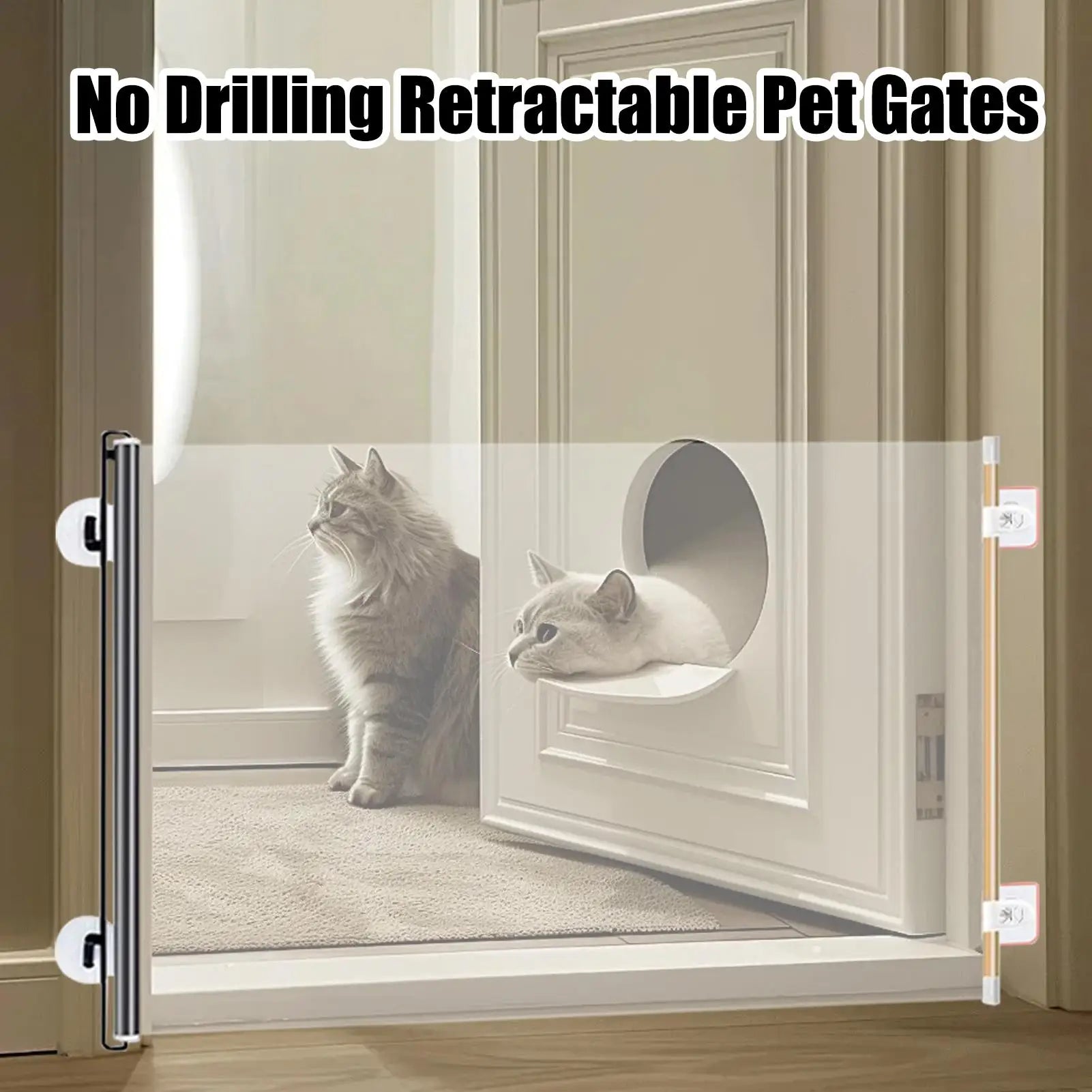 Retractable Pet Gate Adjustable Mesh Dog Gate Retractable Expandable Folding Barrier Divider Blocker Screen for Indoor Outdoor Oasis Select
