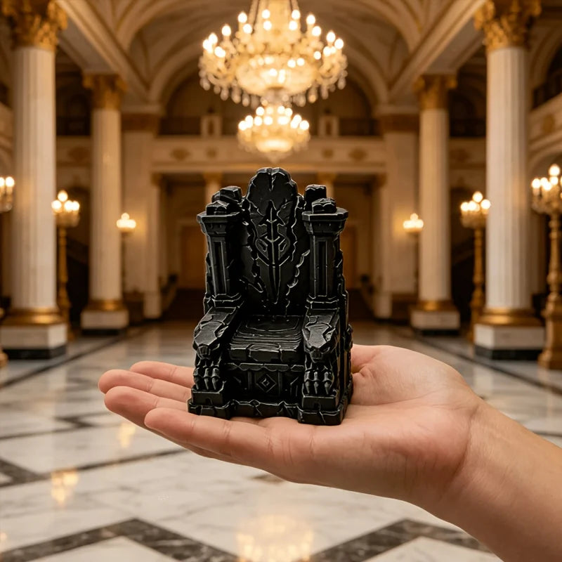Gothic Mini Stone Throne Figurine 3D Printed Medieval Tabletop Game Chair Statue Throne Ornament Board Game Dollhouse Desk Decor Oasis Select