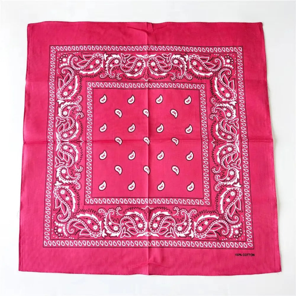 1/2pcs Bandana Kerchief Unisex Hip Hop Black Hair Band Neck Scarf Sports Headwear Wrist Wraps Head Square Print Handkerchief Oasis Select Rose red