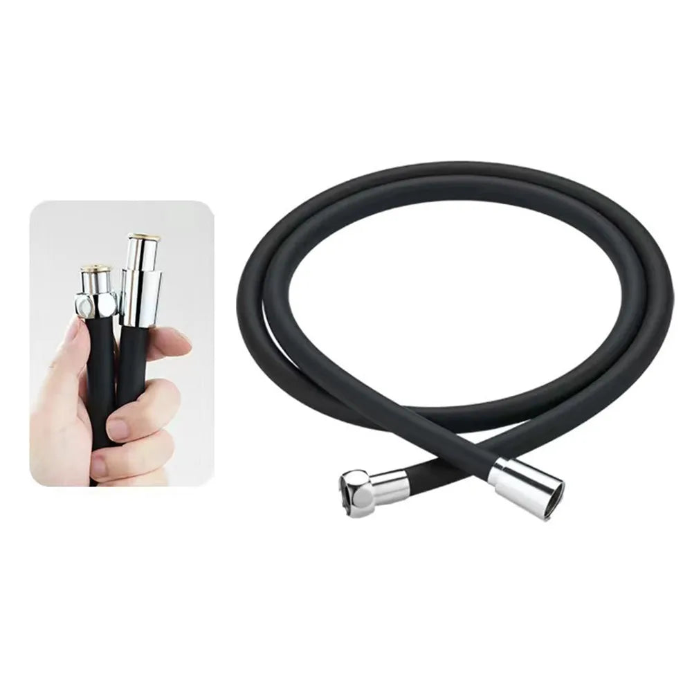 1.5/2M Silicone Flexible Shower Hose Anti-Winding Soft With Skin Touch Extension High Pressure Pipe Explosion Proof Oasis Select 2M Black