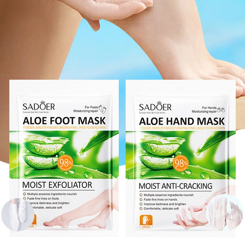 SADOER Aloe Vera Foot & Hand Peeling Mask – Moisturizing Foot & Hand Mask Oasis Select