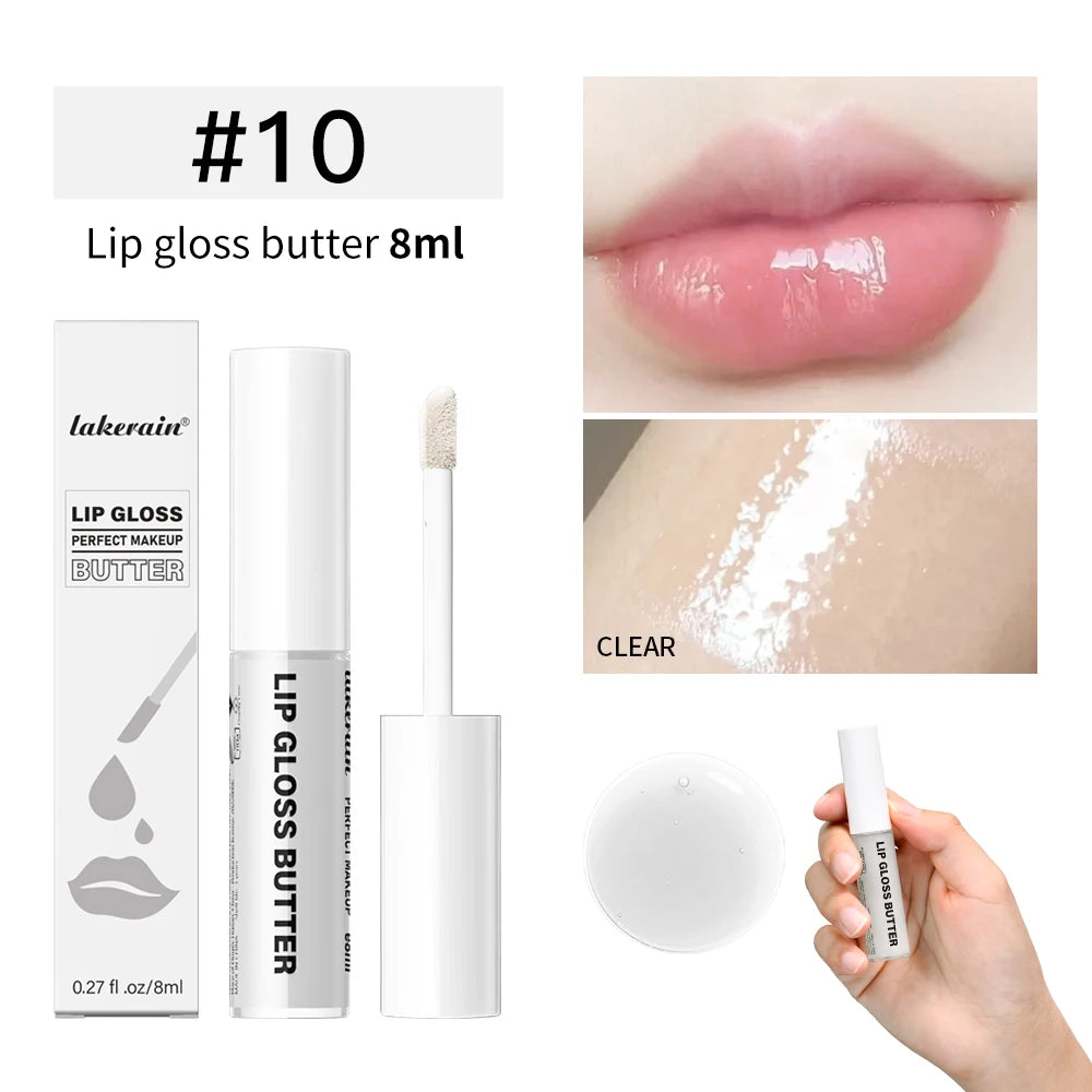 8ml Butter Non-stick Cup Gloss Lip Gloss Moisturizing Mirror Lip Gloss Lasting Color Lip glaze Dye Lip Liquid Makeup For Women Oasis Select 10