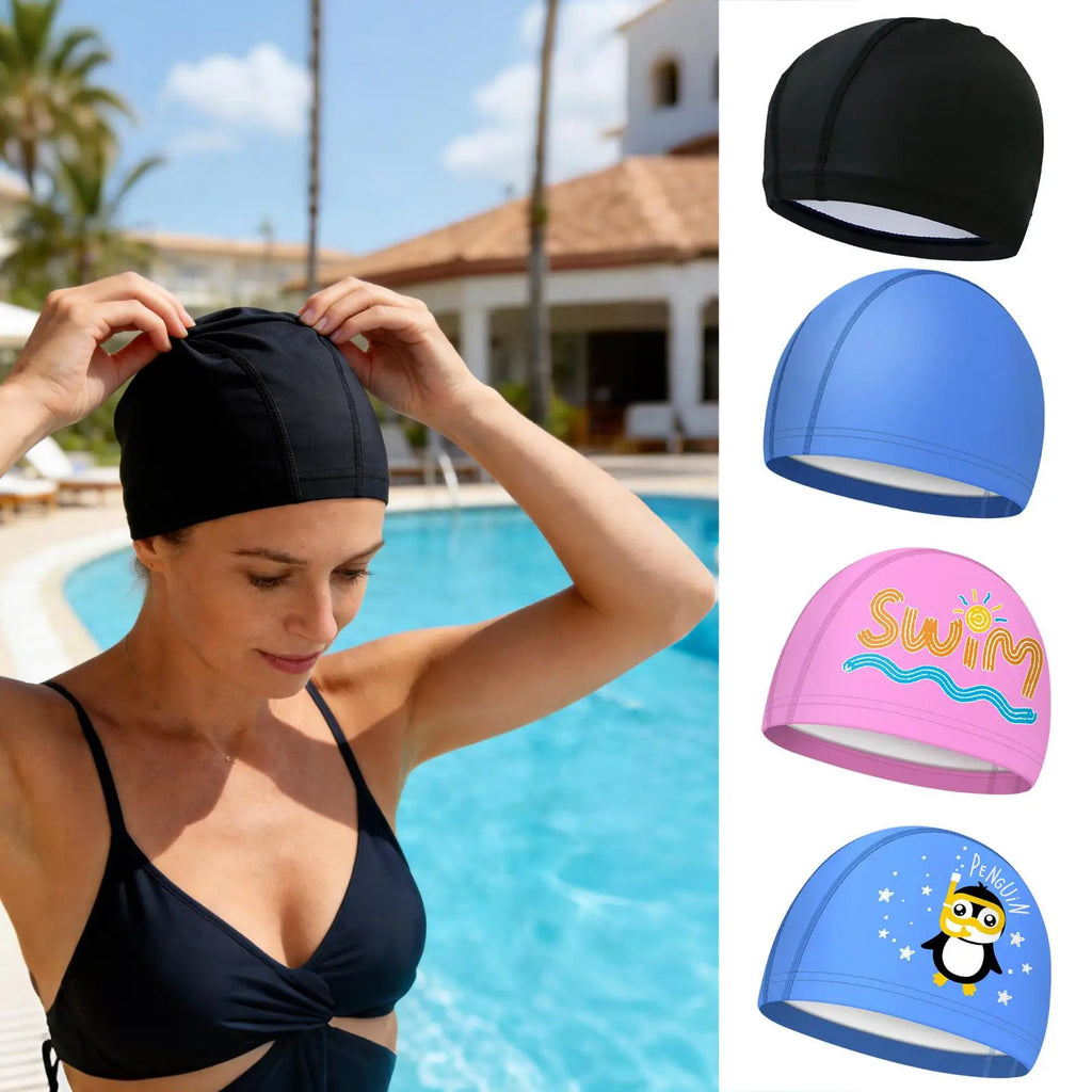 Swimming Caps Waterproof Swim Pool Hat Water Sport Protect Ears Long Hair Bathing Caps For Children Adults Swimming Accessories Oasis Select