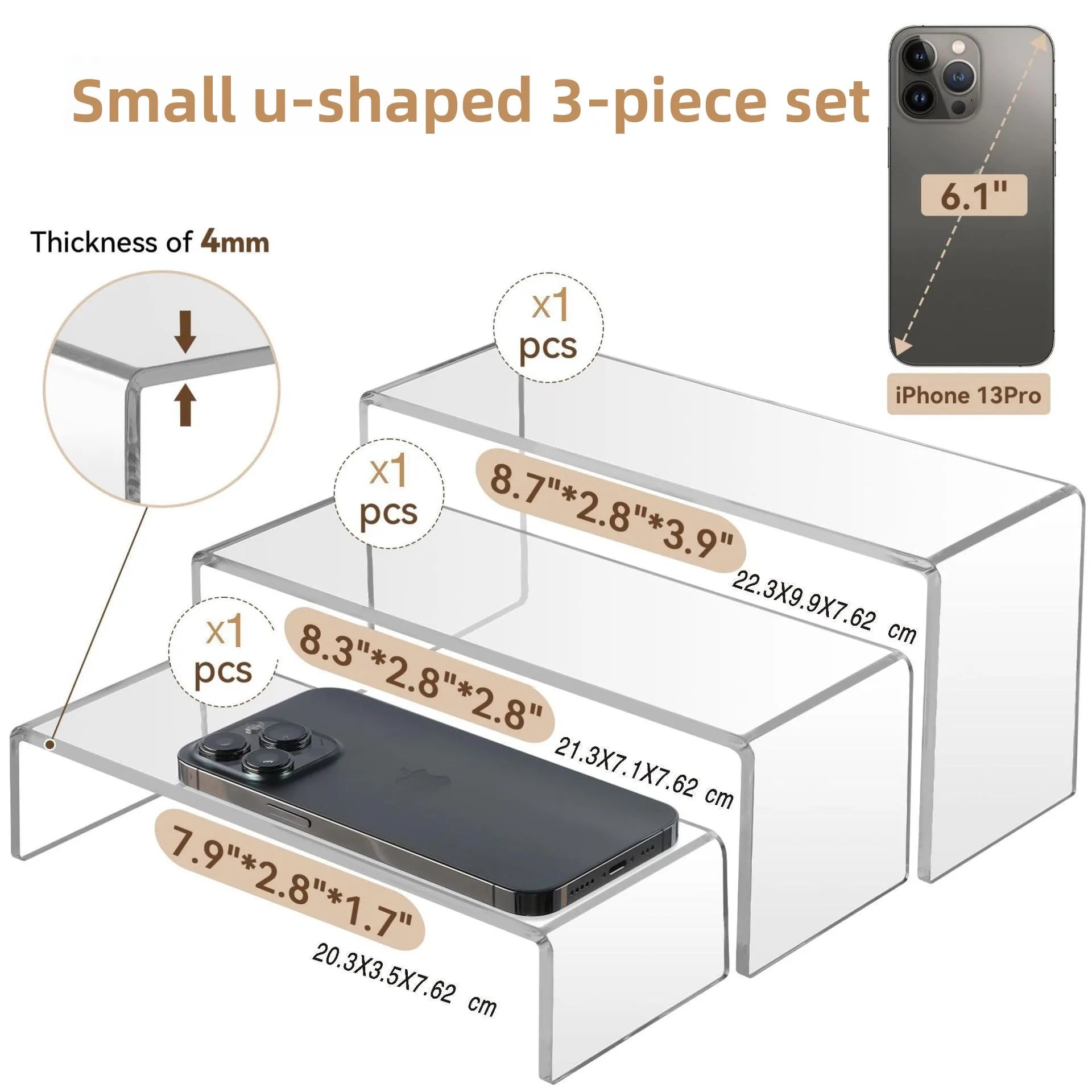Acrylic U-Shaped Stackable Shelf | Figurine & Pastry Organizer
