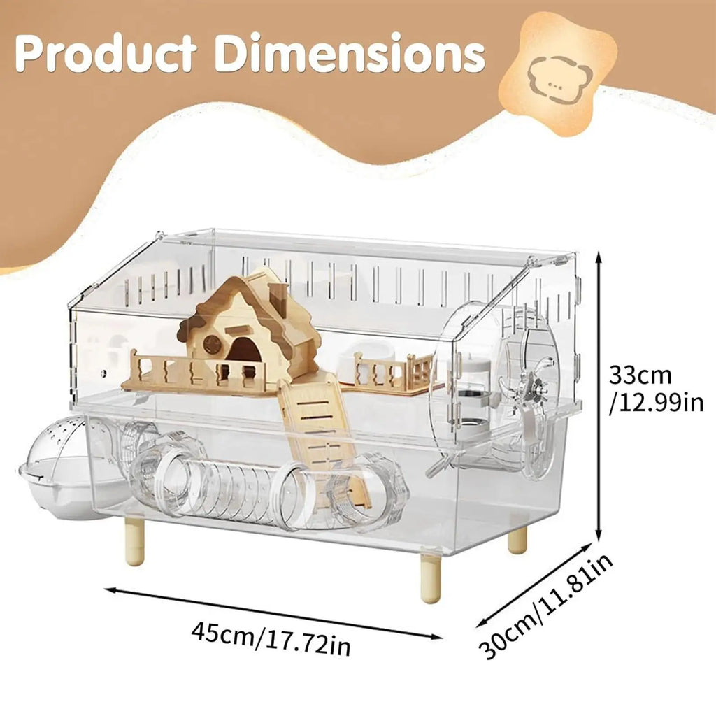 2-Layer Clear Acrylic Pet Habitats Hamster Cage Hamster Enclosure | for Indoor Outdoor Home Yard Breeding Observation Pet Shop Oasis Select