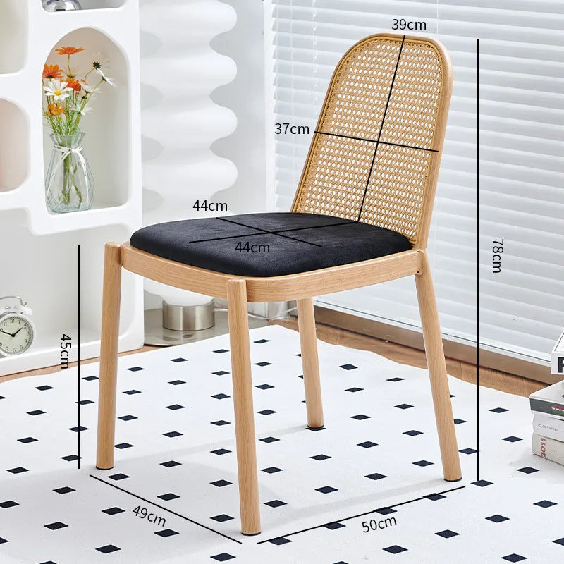 Multi-functional Backrest Chair Balcony Rattan Chair Household Dining Chair Outdoor Chair Homestay Leisure Chair Durable Oasis Select Black A