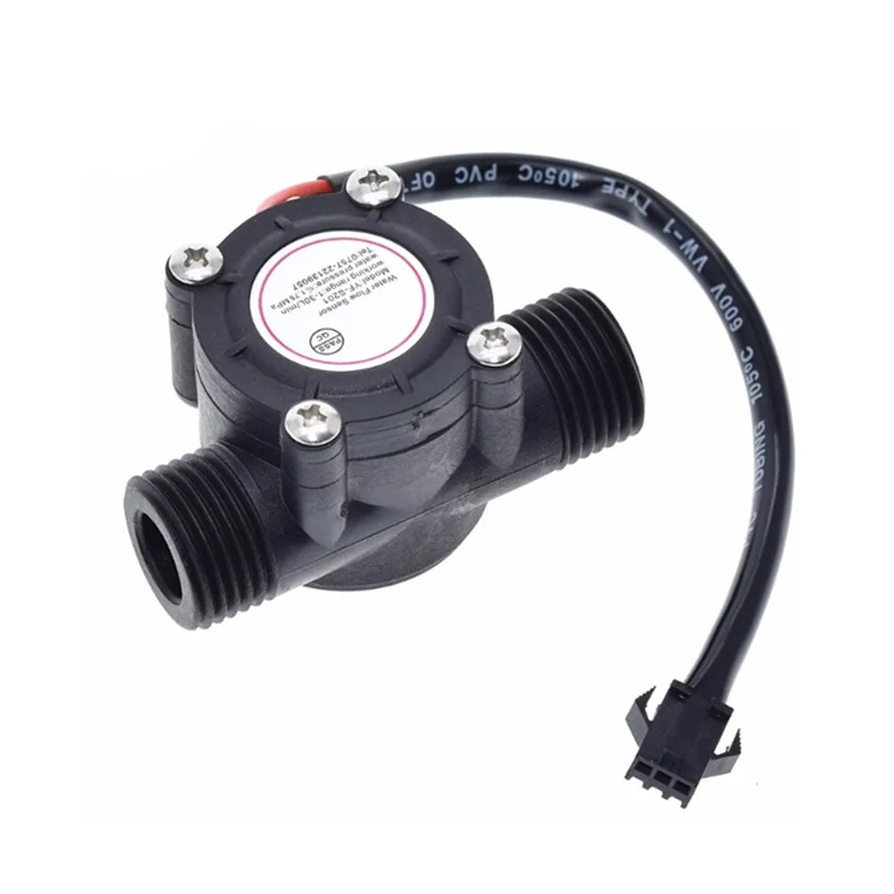 5-18V Water Flow Sensor Flowmeter Hall Flow Sensor Switch G1/2 Threads 1-30L/min For Water Heaters Coffee Machines Oasis Select 1pc