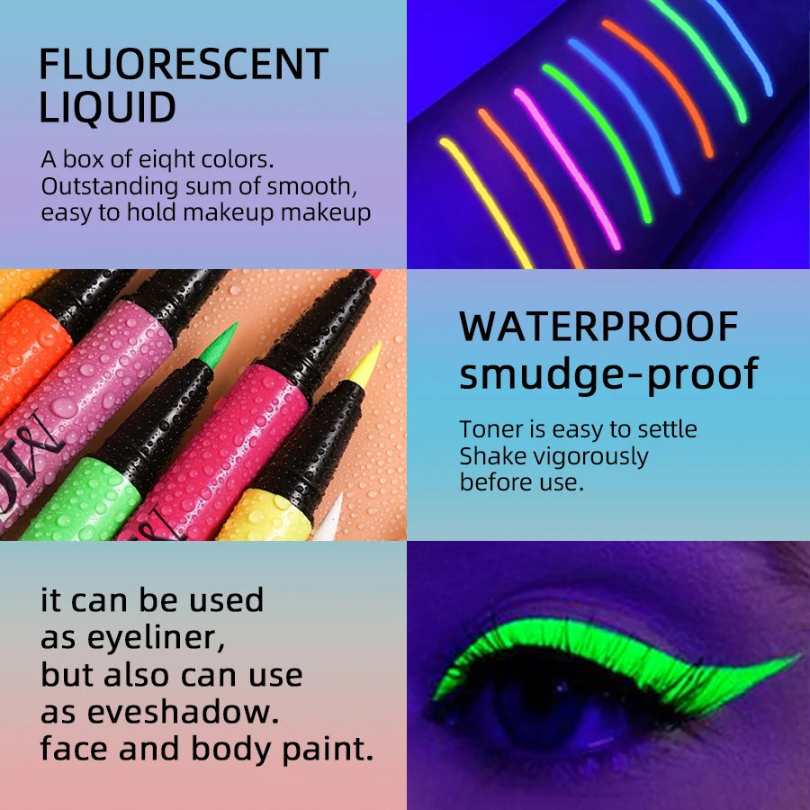 UV Neon Face & Body Paint Pen – 8 Colors, Waterproof