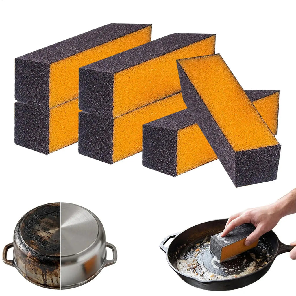6Pcs Carborundum Sponge Emery Magic Wipe Pot Bottom Cleaning Descaling Sponge Brush Rust Removal Pot Cleaning Scrubber Tool Oasis Select