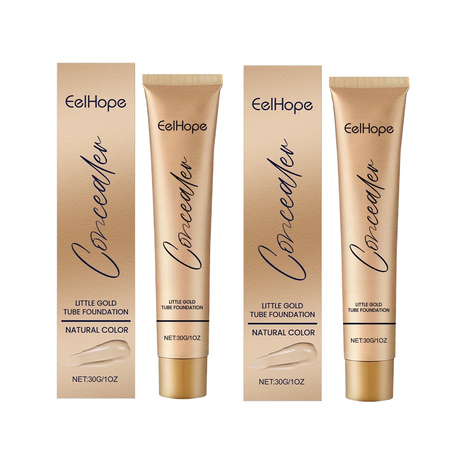 2-in-1 Concealer Little Gold Tube Foundation Moisturizing Long-Lasting Non-cakey Blemishes Regulates Skin Tone Wrinkles Makeup Oasis Select Natural X 2 pcs