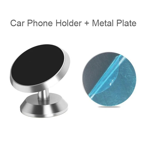 Magnetic Car Phone Holder Magnet Smartphone Mobile Stand Cell GPS Support For iPhone 13 12 XR Xiaomi Mi Huawei Samsung LG Oasis Select Silver