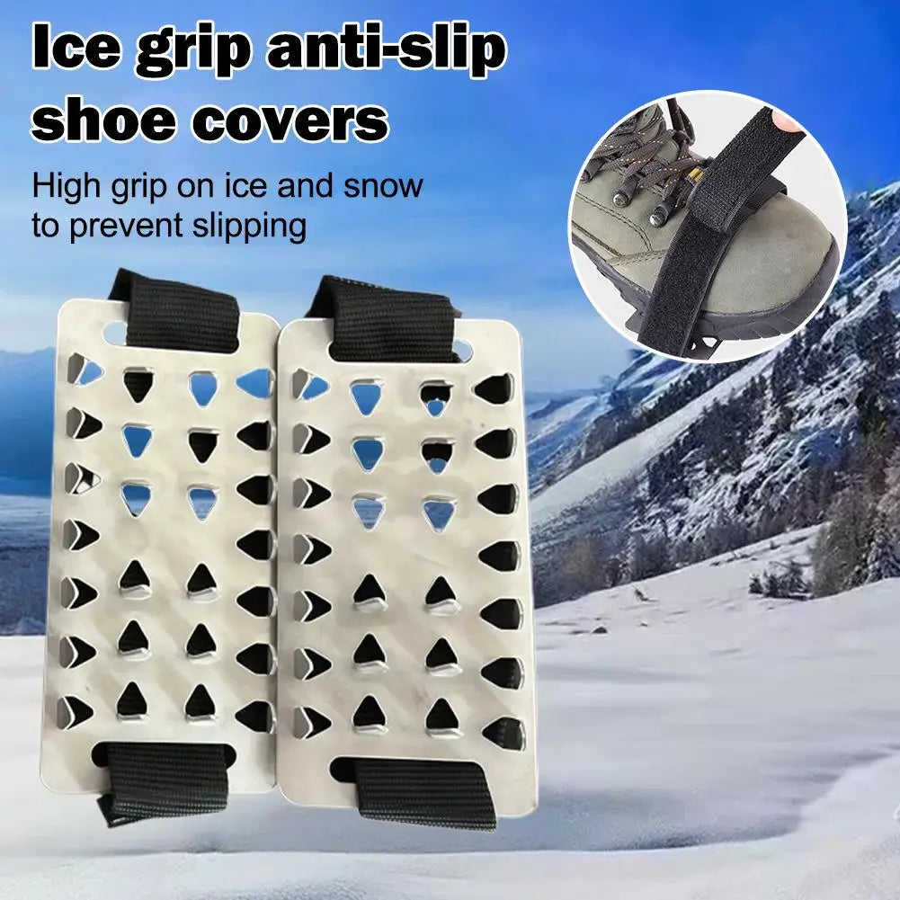 1 Pair Adjustable Stainless Steel Snow Claw Ice Grippers With System - Heavy-Duty Winter Climbing, Walking, Driving Grips Tool Oasis Select