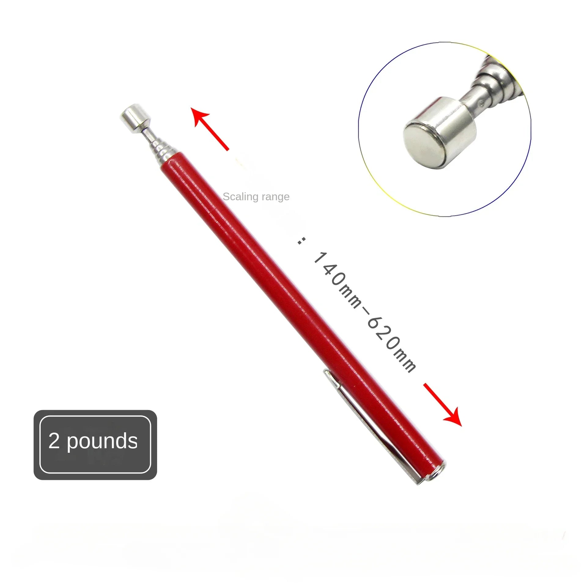 1/3/5PCS Telescopic Magnetic Pickup Tool with LED Light Extendable Metal Magnet Stick for Auto Repair and Metal Parts Retrieval Oasis Select 1PC 2LB-Red