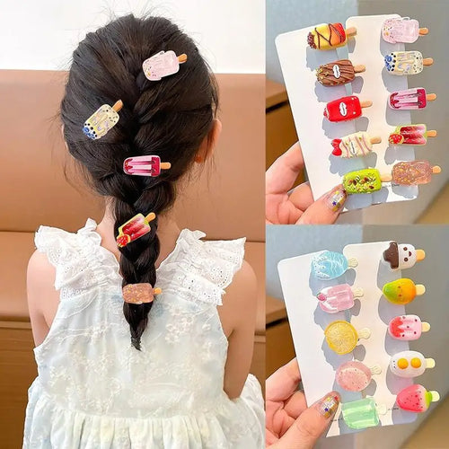10Pcs Ice Cream Mini Duckbill Hair Clips for Women | Cute Set Hair Clips Set Oasis Select