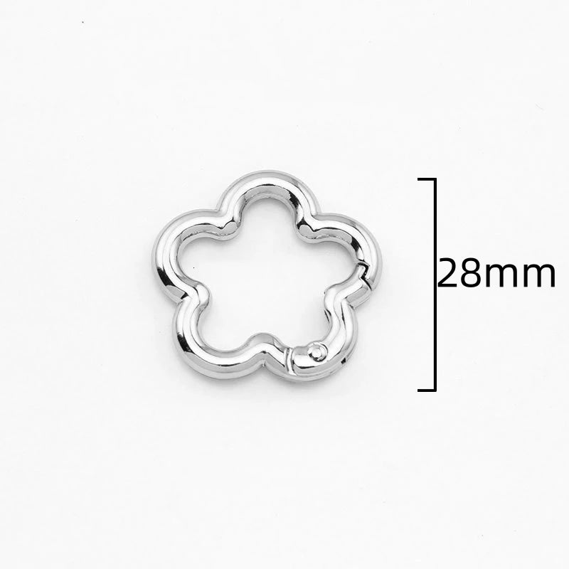 5pcs Metal Flower Shape Keychain Clasp Swivel Snap Key Chain Bulk Blossom Spring Snap Lobster Claw Hook for Keyring Craft DIY Oasis Select Rhodium 28mm