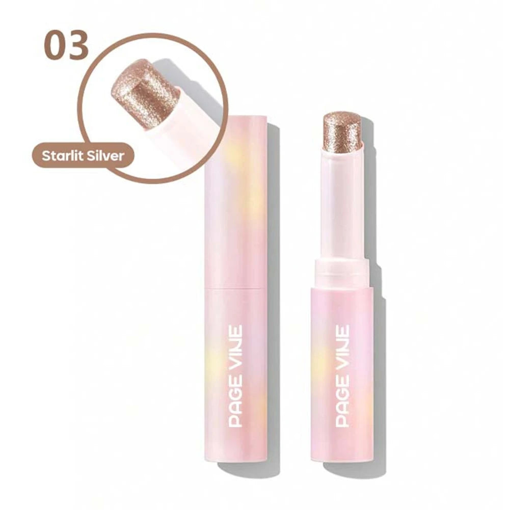Sparkling Jelly Highlighter Stick Pearlescent Monochrome Shine Glitter Highlight Eyeshadow Stick High Gloss Face Brighten Makeup Oasis Select 03