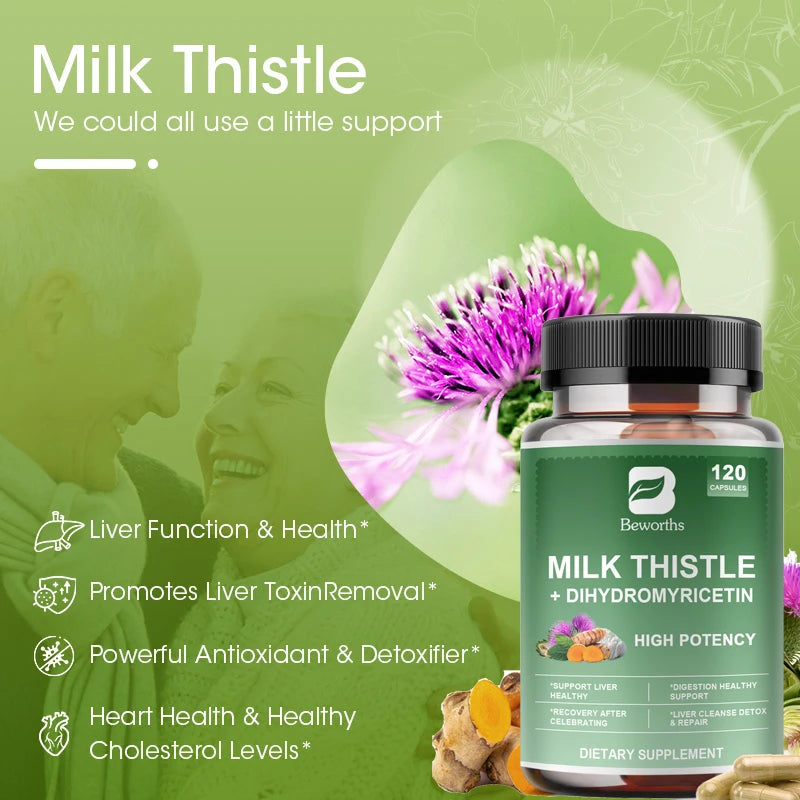 BEWORTHS Milk Thistle Capsules Promote Liver Health, Antioxidant and Free Radical Scavenging Activity. 120 Vegetarian Capsules Oasis Select