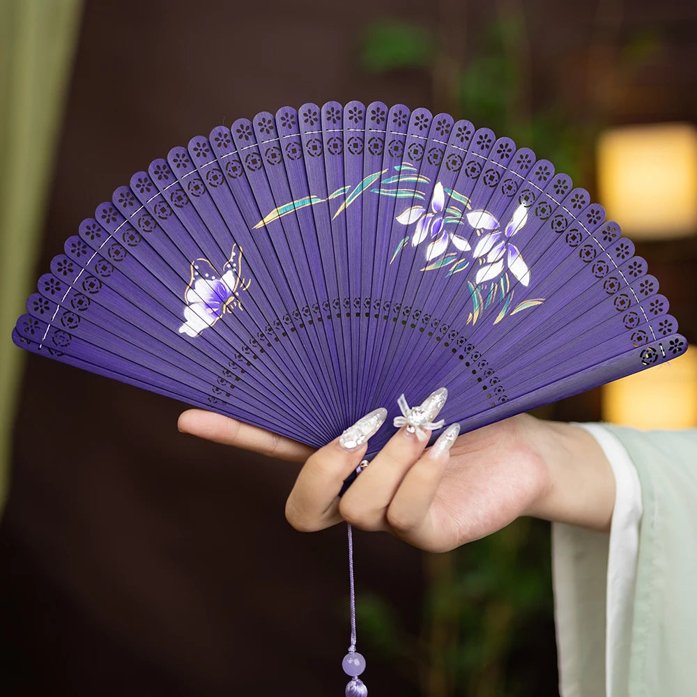 New All-bamboo Dance Fan Portable Summer Folding Fan Classical Film and Television Court Photo Fan Oasis Select 11